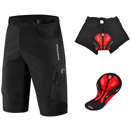 WOSAWE BL139 Cycling Shorts 5D Silicone Padded Mountain Bike Quick Dry Shorts for Men - BL139/B Black | Asian Size L / European Size M - 1