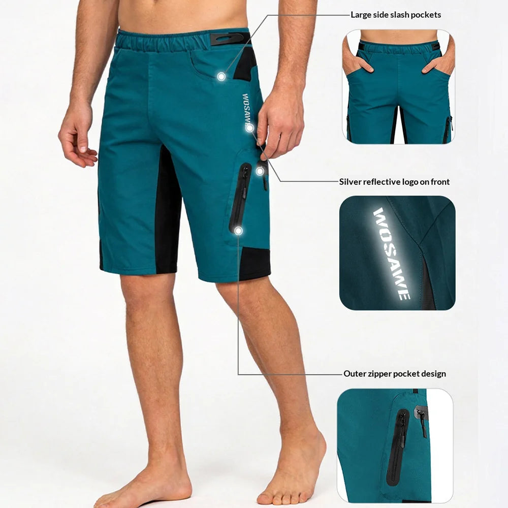 WOSAWE BL139 Cycling Shorts 5D Silicone Padded Mountain Bike Quick Dry Shorts for Men - BL139/B Black | Asian Size L / European Size M - 5