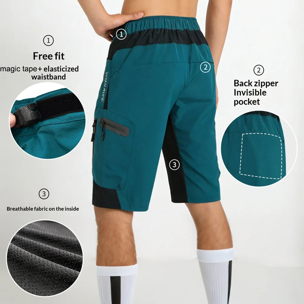 WOSAWE BL139 Cycling Shorts 5D Silicone Padded Mountain Bike Quick Dry Shorts for Men - BL139/B Black | Asian Size L / European Size M - 7