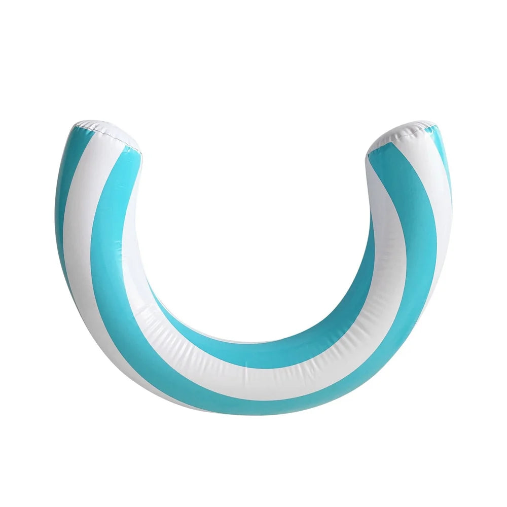 PVC Inflatable Swimming Ring Ergonomic U Shape Pool Float Armrest Support for Beach Pool - Blue - 1