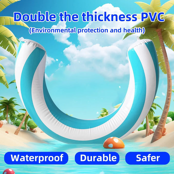 PVC Inflatable Swimming Ring Ergonomic U Shape Pool Float Armrest Support for Beach Pool - Blue - 2