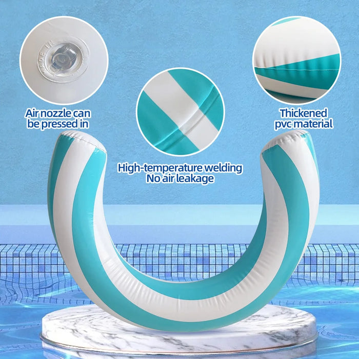 PVC Inflatable Swimming Ring Ergonomic U Shape Pool Float Armrest Support for Beach Pool - Blue - 4