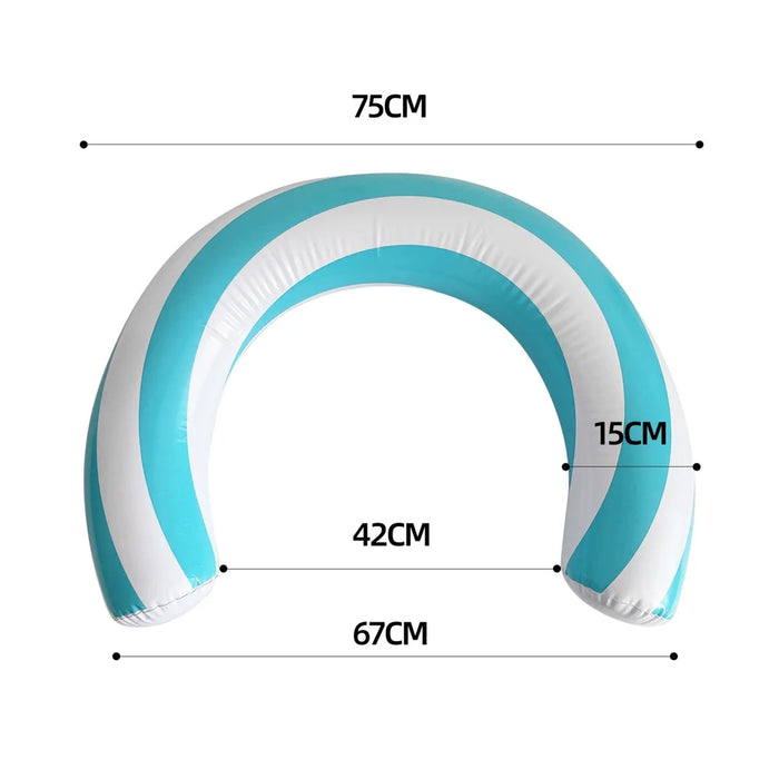 PVC Inflatable Swimming Ring Ergonomic U Shape Pool Float Armrest Support for Beach Pool - Blue - 5