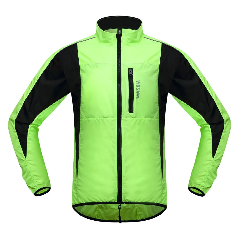 WOSAWE BF224 Cycling Windbreaker Jacket for Men Women Waterproof Road Bike Zipper Coat with Reflective Strips - BF224/G Green | Asian M/European S - 1
