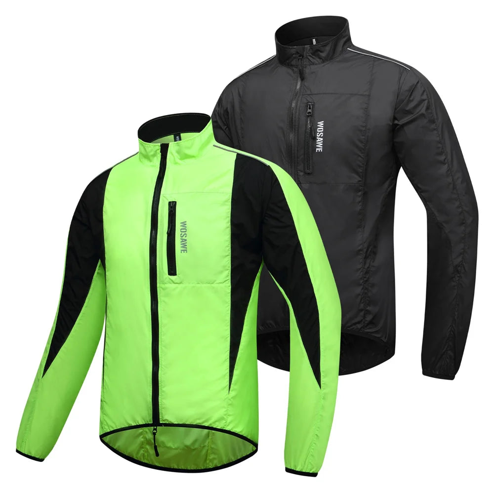 WOSAWE BF224 Cycling Windbreaker Jacket for Men Women Waterproof Road Bike Zipper Coat with Reflective Strips - BF224/G Green | Asian M/European S - 7