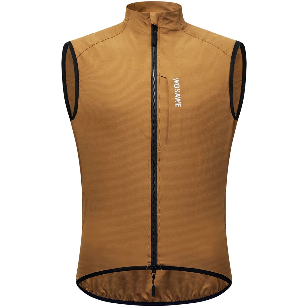 WOSAWE BE207 Cycling Vest Windproof Waterproof Sleeveless Jacket for Road Bike Running - BE217/Y Yellow | Asian M/European S - 1
