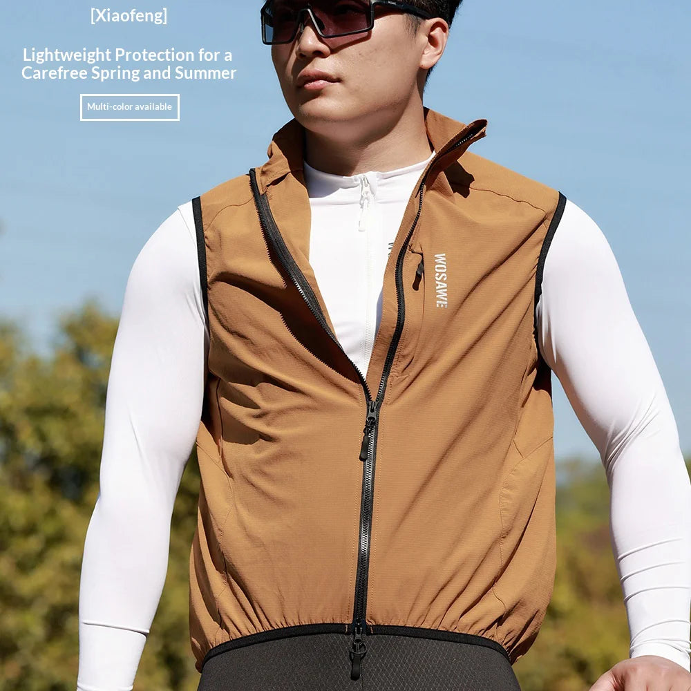 WOSAWE BE207 Cycling Vest Windproof Waterproof Sleeveless Jacket for Road Bike Running - BE217/Y Yellow | Asian M/European S - 2