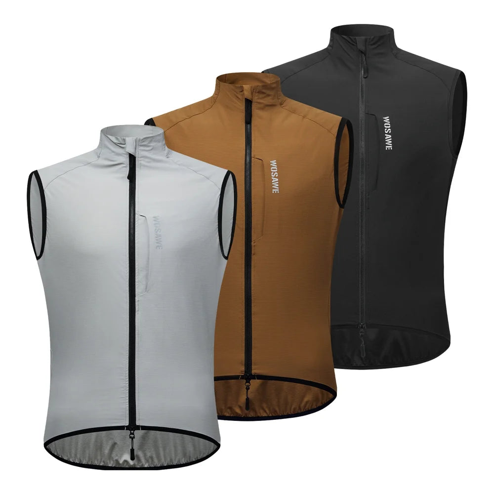 WOSAWE BE207 Cycling Vest Windproof Waterproof Sleeveless Jacket for Road Bike Running - BE217/Y Yellow | Asian M/European S - 6