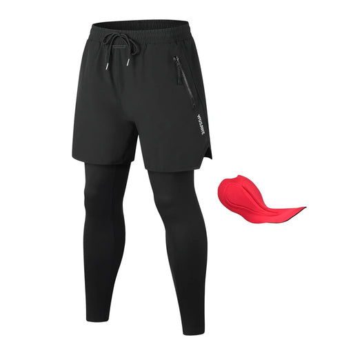 WOSAWE BF135 Fake Two-Piece Cycling Pants for Men Shock Absorbing 16mm 4D Padded Mountain Bike Pants - BF135/B Black |Asian Size M/European Size S - 1
