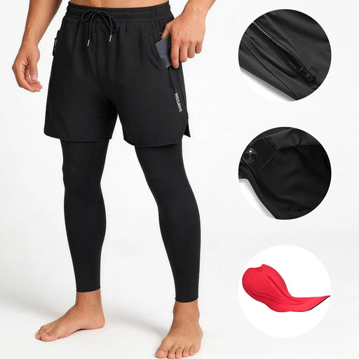 WOSAWE BF135 Fake Two-Piece Cycling Pants for Men Shock Absorbing 16mm 4D Padded Mountain Bike Pants - BF135/B Black |Asian Size M/European Size S - 2