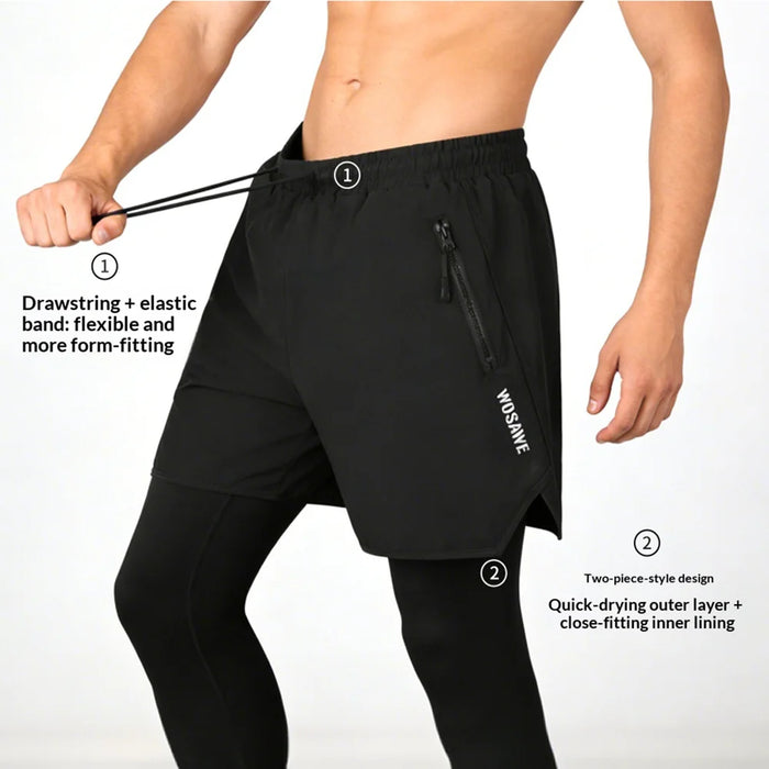 WOSAWE BF135 Fake Two-Piece Cycling Pants for Men Shock Absorbing 16mm 4D Padded Mountain Bike Pants - BF135/B Black |Asian Size M/European Size S - 6