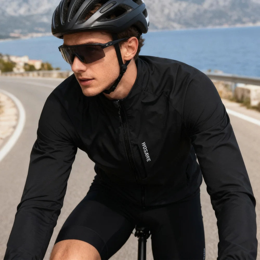 WOSAWE BE207 Windproof Cycling Jacket Men Women Waterproof Reflective Coat for Biking - BE207/B Black | Asian M/European S - 2