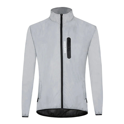WOSAWE Fully Reflective Cycling Jacket Windproof Waterproof Turtleneck Coat for Night Running Biking - BL220 Asian M/European S - 1