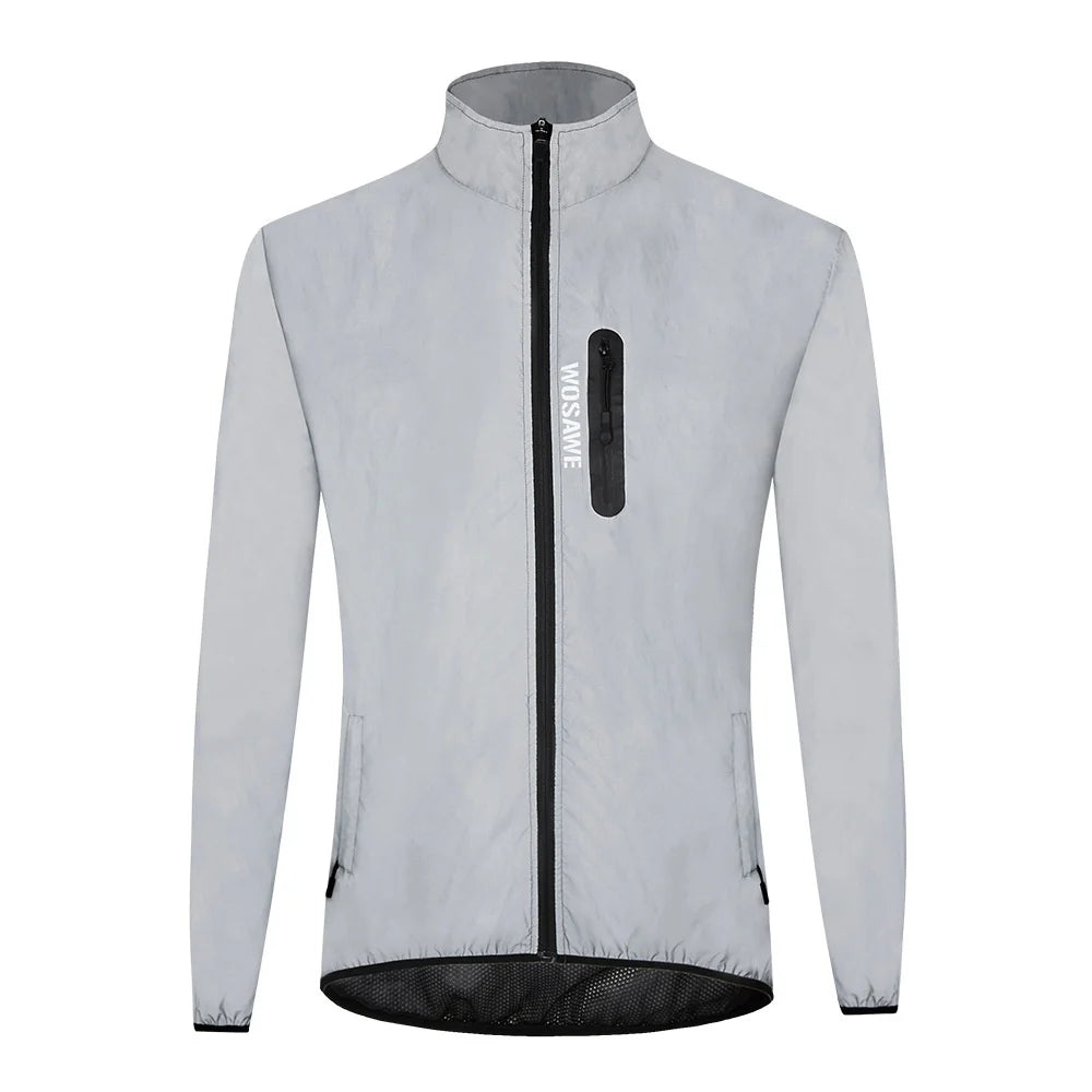 WOSAWE Fully Reflective Cycling Jacket Windproof Waterproof Turtleneck Coat for Night Running Biking - BL220 Asian M/European S - 1