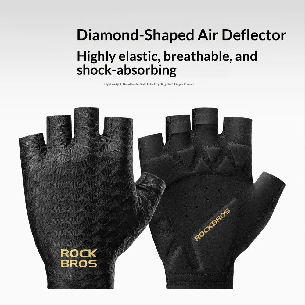 ROCKBROS 16220061 S427 Half Finger Cycling Gloves Shockproof Breathable Lightweight for Road Mountain Bike - Black | S - 3