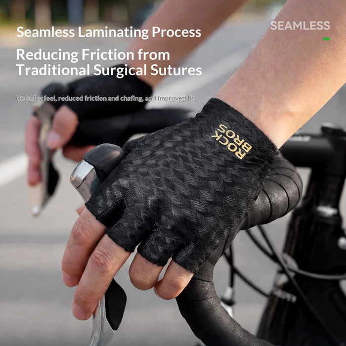 ROCKBROS 16220061 S427 Half Finger Cycling Gloves Shockproof Breathable Lightweight for Road Mountain Bike - Black | S - 4