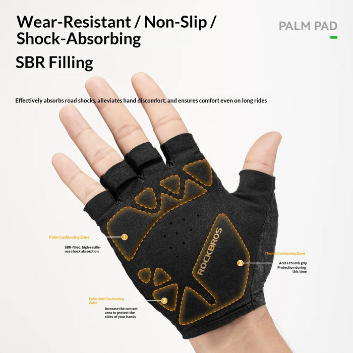 ROCKBROS 16220061 S427 Half Finger Cycling Gloves Shockproof Breathable Lightweight for Road Mountain Bike - Black | S - 6