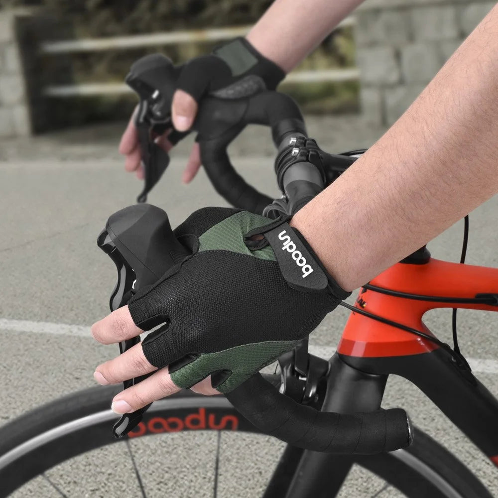 BOODUN 2111411 Mesh Silicone Microfiber Splicing Half Finger Cycling Road Bike Gloves for Outdoor/Sports Cycling Accessory - Grey/XL - 2