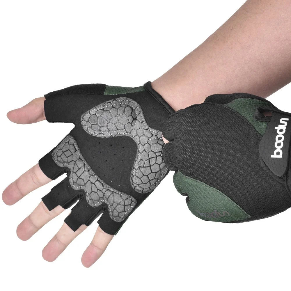 BOODUN 2111411 Mesh Silicone Microfiber Splicing Half Finger Cycling Road Bike Gloves for Outdoor/Sports Cycling Accessory - Grey/XL - 3