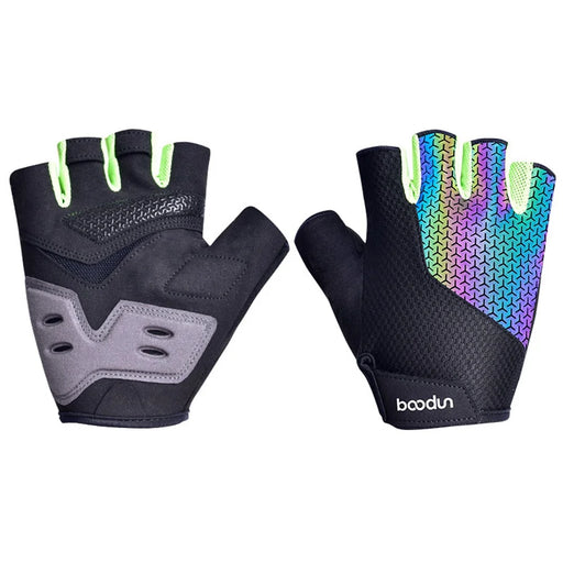BOODUN 2101313 Luminous Cycling Gloves Thickened Silicone Anti-Slip Half Finger Road Bike Gloves Cycling Accessory - Green/XL - 1