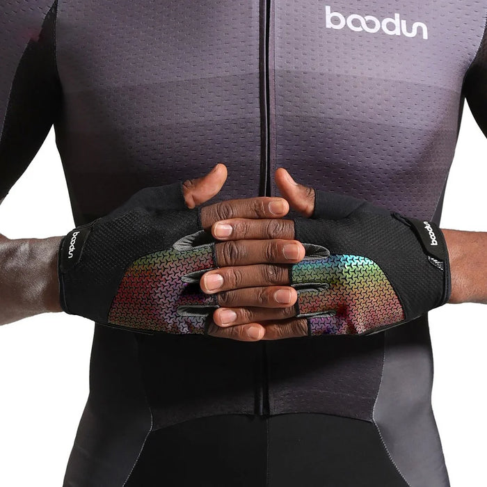BOODUN 2101313 Luminous Cycling Gloves Thickened Silicone Anti-Slip Half Finger Road Bike Gloves Cycling Accessory - Green/XL - 5