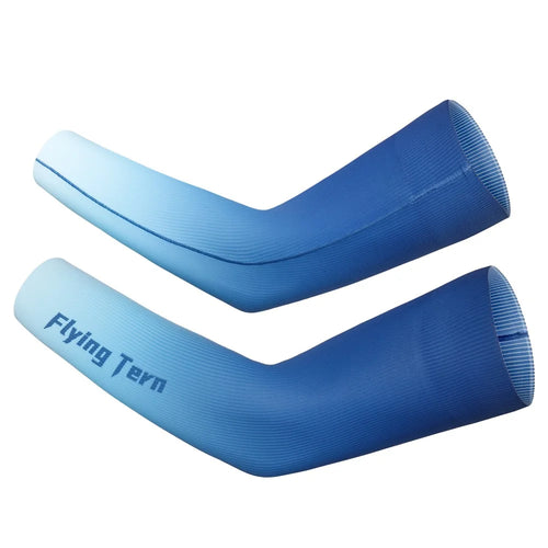 WHEEL UP YS006 1 Pair Sun UV Protection Ice Silk Sleeves Cooling Arm Sleeves for Driving Cycling Basketball - Gradient Blue/M - 1