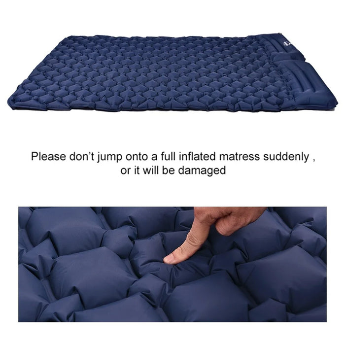 WIDESEA WSCM-005 Outdoor Camping Double Person Inflatable Mattress Folding Air Bed Picnic Pillow Blanket with Air Bag - Navy Blue - 4
