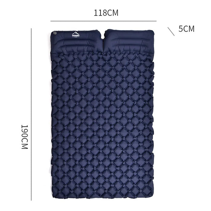 WIDESEA WSCM-005 Outdoor Camping Double Person Inflatable Mattress Folding Air Bed Picnic Pillow Blanket with Air Bag - Navy Blue - 7