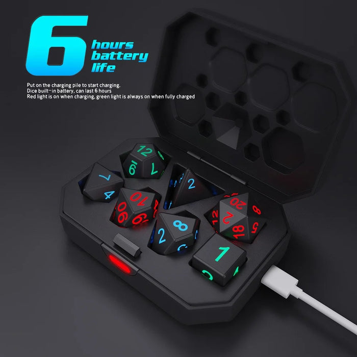 SZ-01 7Pcs / Set LED Luminous Dice Set Polyhedron Rechargeable Dice Set Games Party Dices - 2