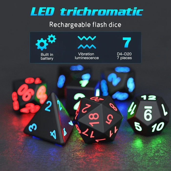 SZ-01 7Pcs / Set LED Luminous Dice Set Polyhedron Rechargeable Dice Set Games Party Dices - 3