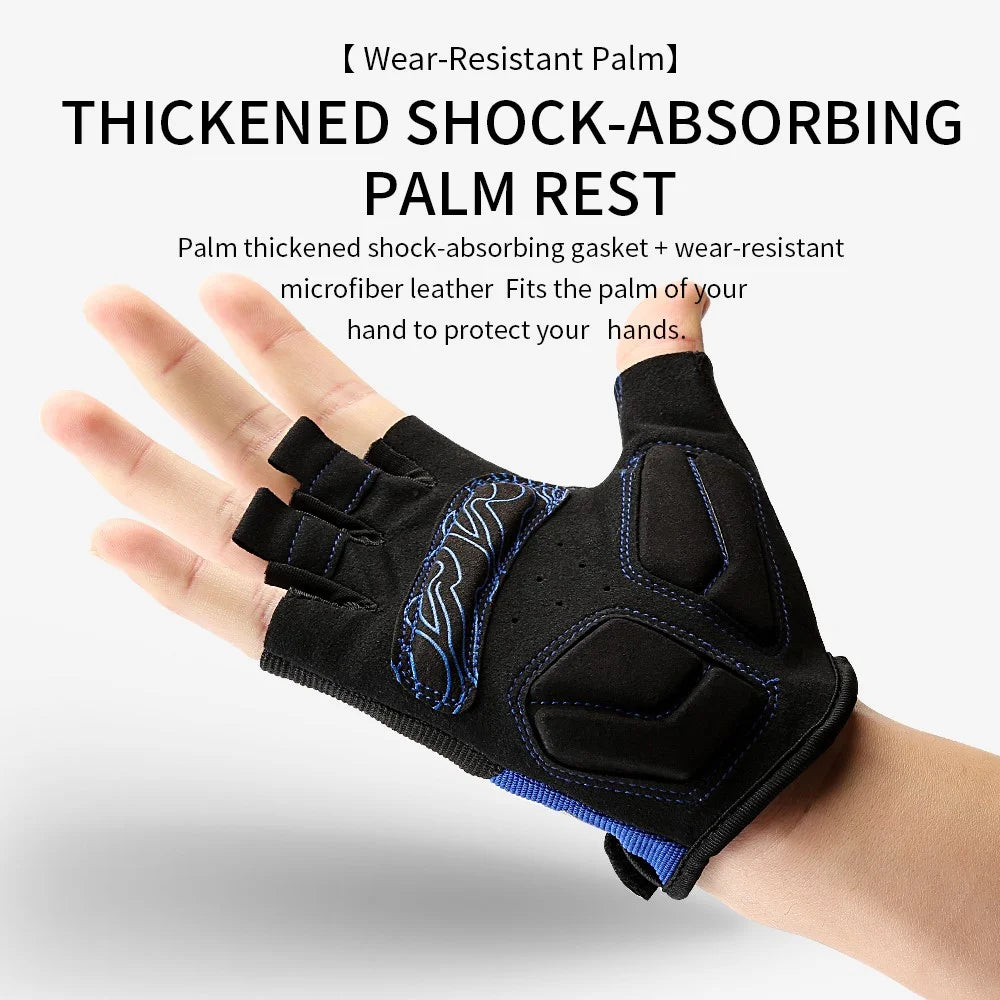 KYNCILOR A0027 1 Pair Anti-skid Breathable Cycling Gloves SBR+Fabric Bicycle Half Finger Gloves - Red / XL - 6