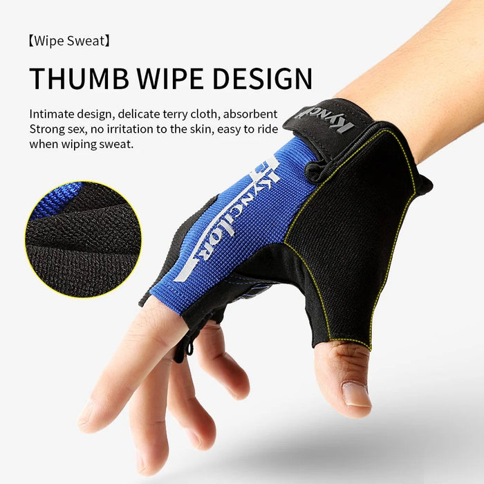 KYNCILOR A0027 1 Pair Anti-skid Breathable Cycling Gloves SBR+Fabric Bicycle Half Finger Gloves - Red / XL - 7