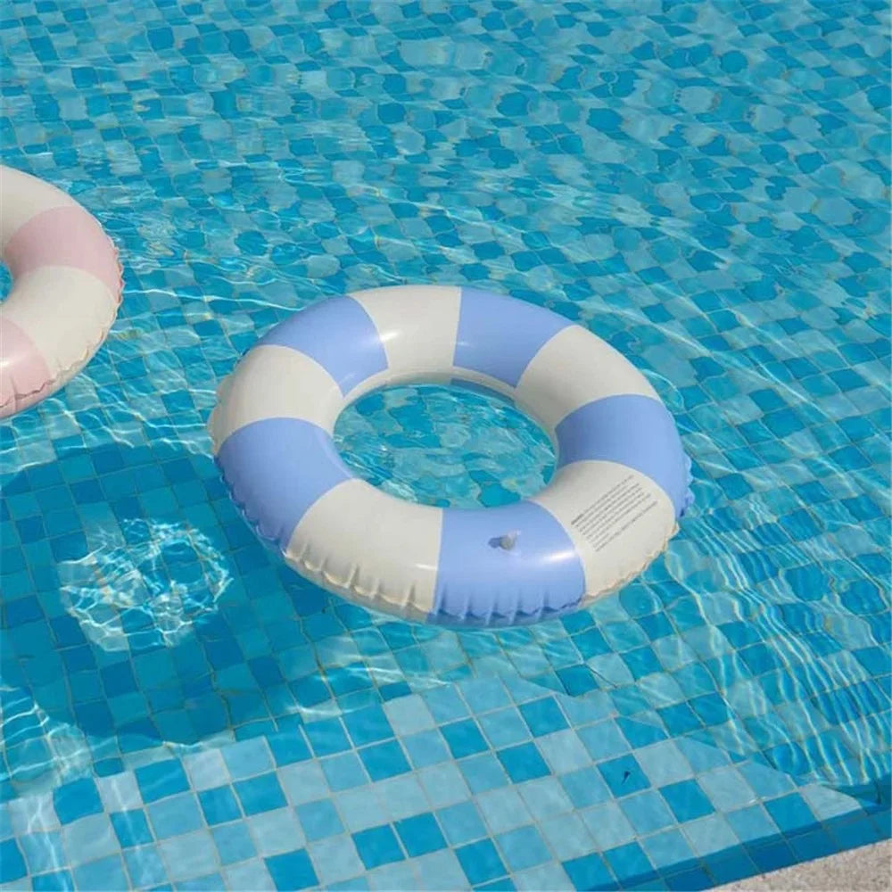 YX-001 10-15 Years Old Children Swimming Ring Inflatable Outdoor Pool PVC Float Swimming Ring (No Handle) - White / Blue - 2