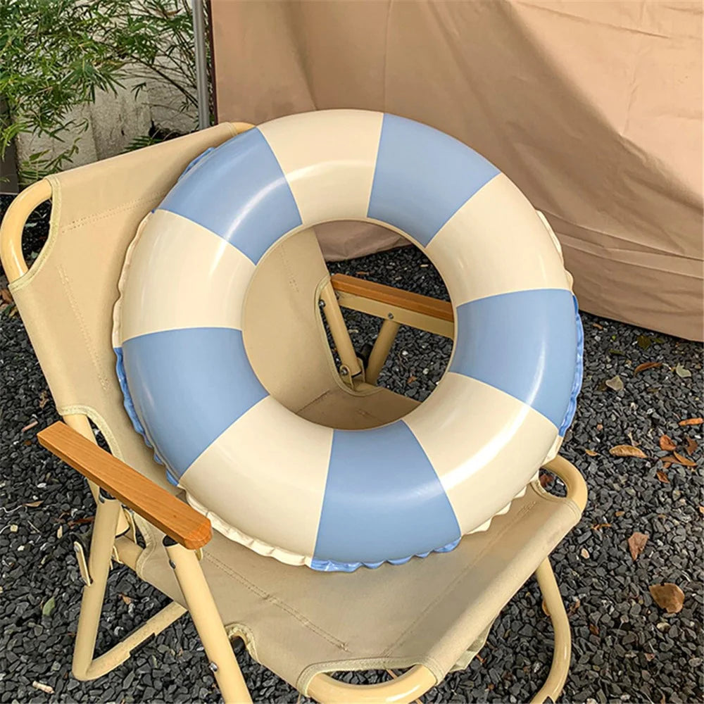 YX-001 10-15 Years Old Children Swimming Ring Inflatable Outdoor Pool PVC Float Swimming Ring (No Handle) - White / Blue - 3
