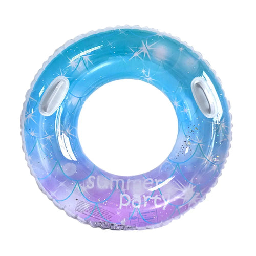YX-001 Adult Swimming Ring Stylish Inflatable Outdoor Pool PVC Float Swimming Ring with Handle, Size: 90# - Sequin Starry Sky - 1