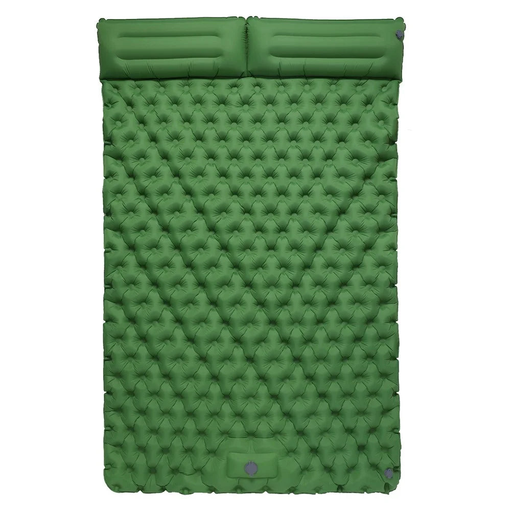 200x120CM Inflatable Sleeping Mat Built-in Foot Pump Compact Air Mattress with Pillow for Camping, Backpacking, Hiking - Army Green - 1