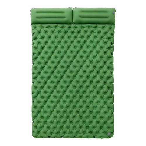 200x120CM Camping TPU Sleeping Mat Inflatable Sleeping Pad with Pillow for 2 People Backpacking, Tent, Hiking - Army Green - 1
