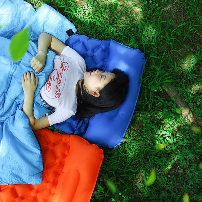 40D Nylon+TPU Moisture-proof Sleeping Mat Foot Press-type Inflation Air Mattress Camping Tent Pad - Sapphire - 7