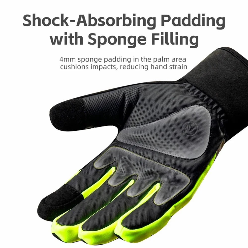 ROCKBROS S335 1 Pair Bicycle Gloves Full Finger Touch Screen Bike Gloves Winter Warm Gloves - S - 3