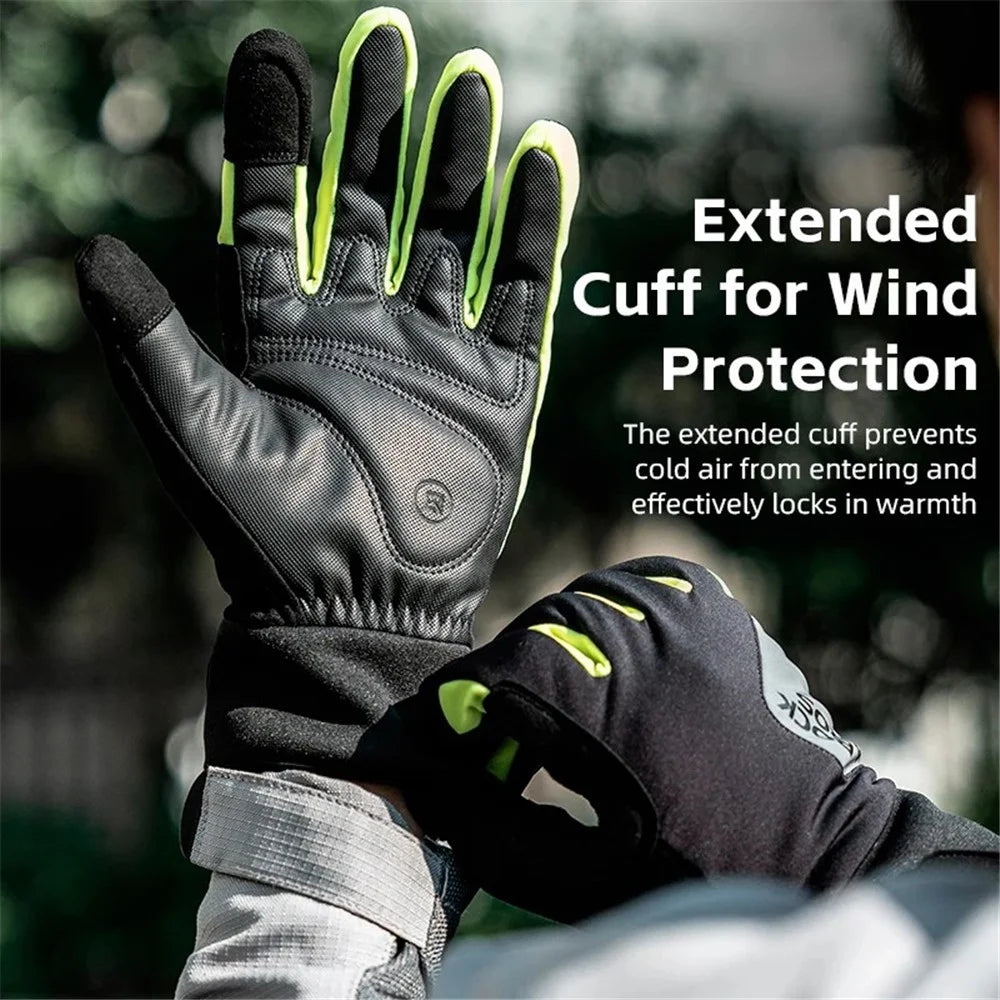 ROCKBROS S335 1 Pair Bicycle Gloves Full Finger Touch Screen Bike Gloves Winter Warm Gloves - S - 5