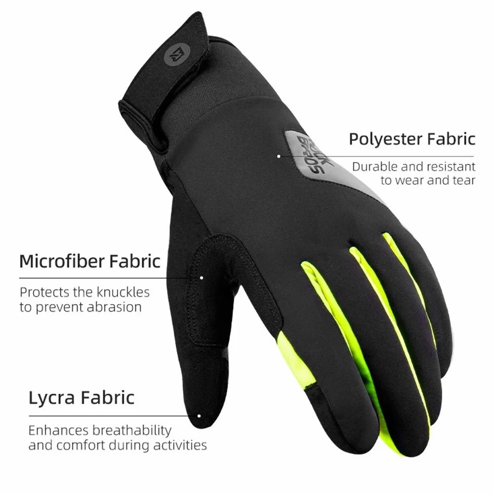 ROCKBROS S335 1 Pair Bicycle Gloves Full Finger Touch Screen Bike Gloves Winter Warm Gloves - S - 6