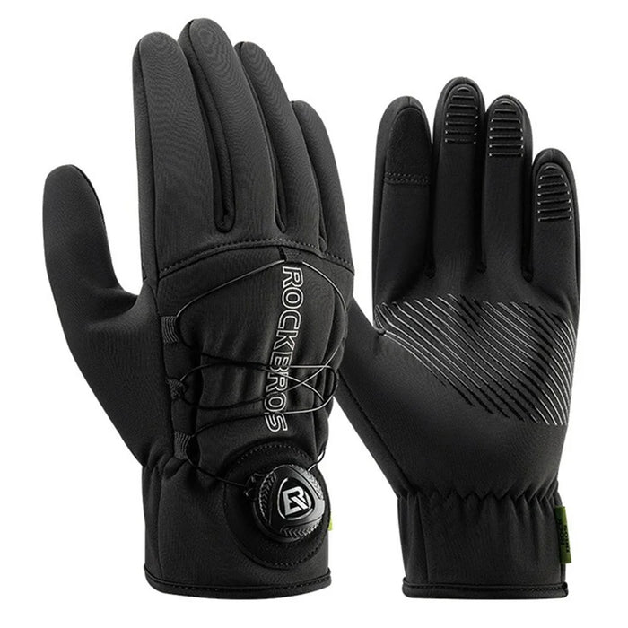 ROCKBROS S351 1 Pair Warm Bicycle Gloves with Buckles Screen Touch Reflective Full Finger MTB Gloves - S - 1