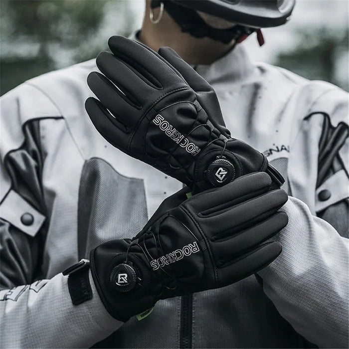 ROCKBROS S351 1 Pair Warm Bicycle Gloves with Buckles Screen Touch Reflective Full Finger MTB Gloves - S - 2