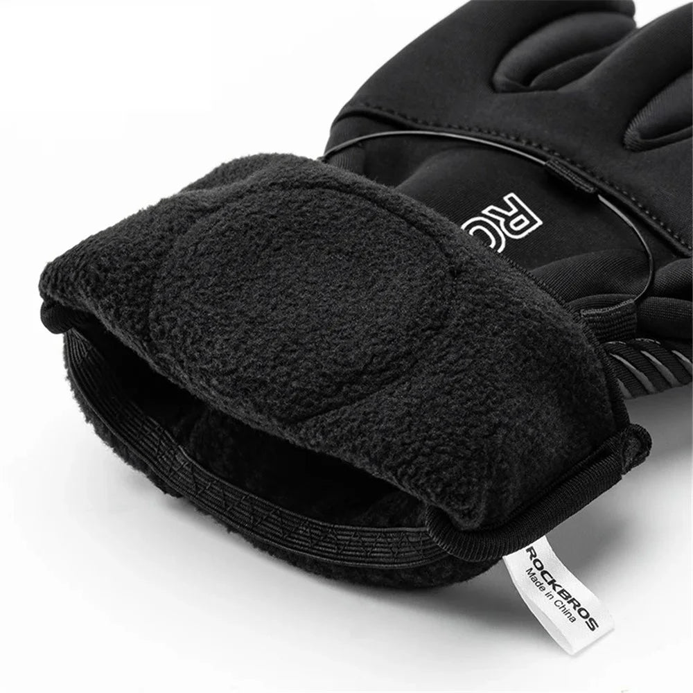 ROCKBROS S351 1 Pair Warm Bicycle Gloves with Buckles Screen Touch Reflective Full Finger MTB Gloves - S - 3