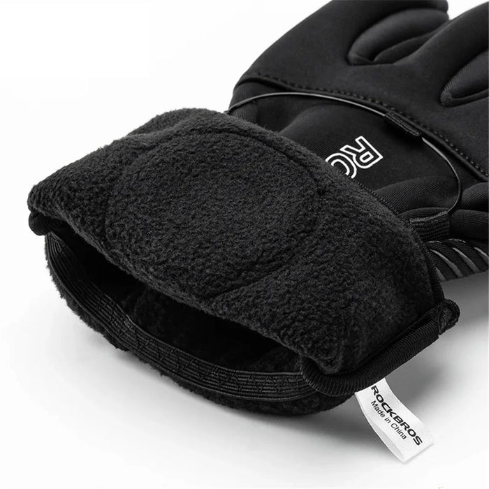 ROCKBROS S351 1 Pair Warm Bicycle Gloves with Buckles Screen Touch Reflective Full Finger MTB Gloves - S - 3