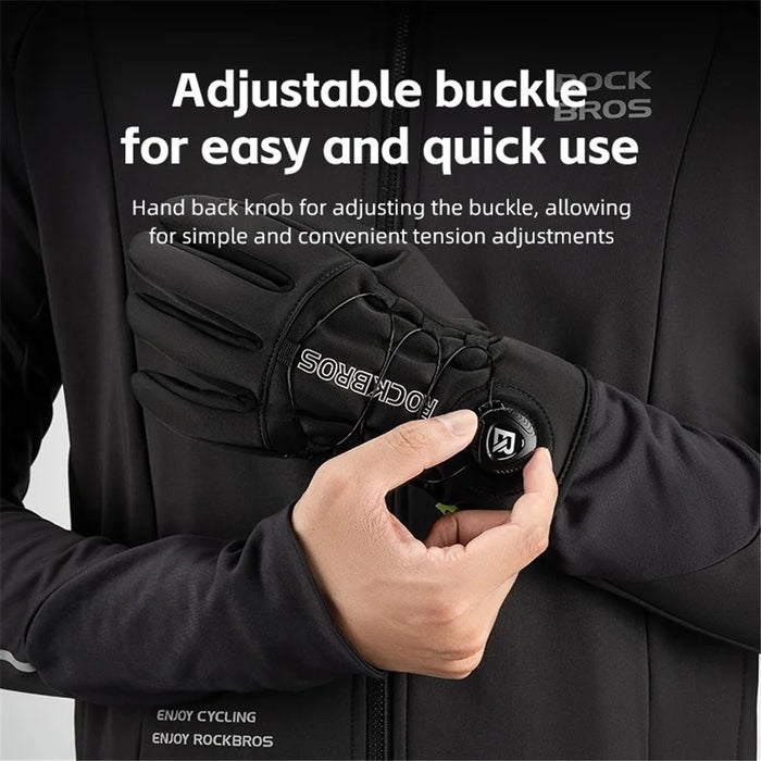 ROCKBROS S351 1 Pair Warm Bicycle Gloves with Buckles Screen Touch Reflective Full Finger MTB Gloves - S - 5