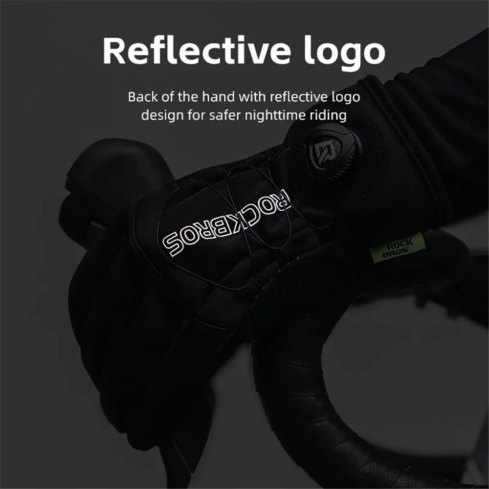 ROCKBROS S351 1 Pair Warm Bicycle Gloves with Buckles Screen Touch Reflective Full Finger MTB Gloves - S - 6