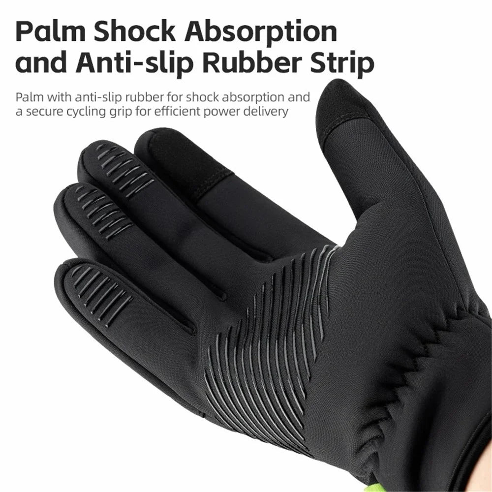 ROCKBROS S351 1 Pair Warm Bicycle Gloves with Buckles Screen Touch Reflective Full Finger MTB Gloves - S - 7
