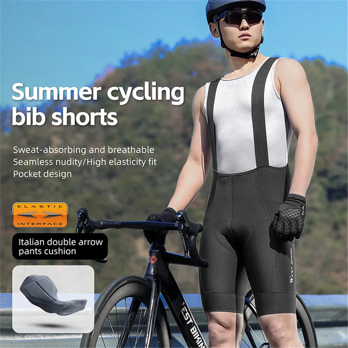 WEST BIKING YP0210012 Summer Cycling Bib Shorts Breathable Bike Riding Cloth for Men - Black  /  S - 2