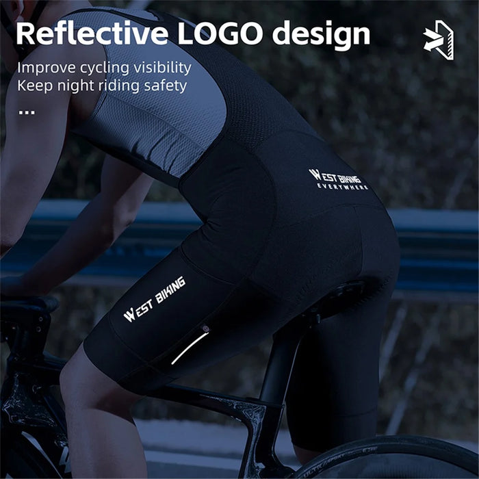 WEST BIKING YP0210012 Summer Cycling Bib Shorts Breathable Bike Riding Cloth for Men - Black  /  S - 4